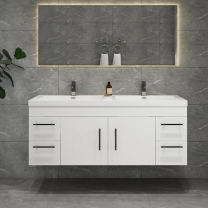 Elsa 60" Wall Mounted Bathroom Vanity with Reinforced Acrylic Integrated Sink Top