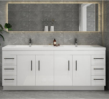 Elsa 84" Freestanding Bathroom Vanity with Reinforced Acrylic Integrated Sink Top