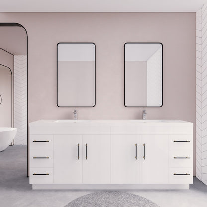 Elsa 84" Freestanding Bathroom Vanity with Reinforced Acrylic Integrated Sink Top