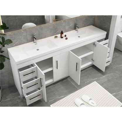 Elsa 84" Freestanding Bathroom Vanity with Reinforced Acrylic Integrated Sink Top
