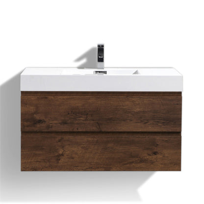 Fortune 42" Wall Mounted Bathroom Vanity with Reinforced Acrylic Integrated Sink Top
