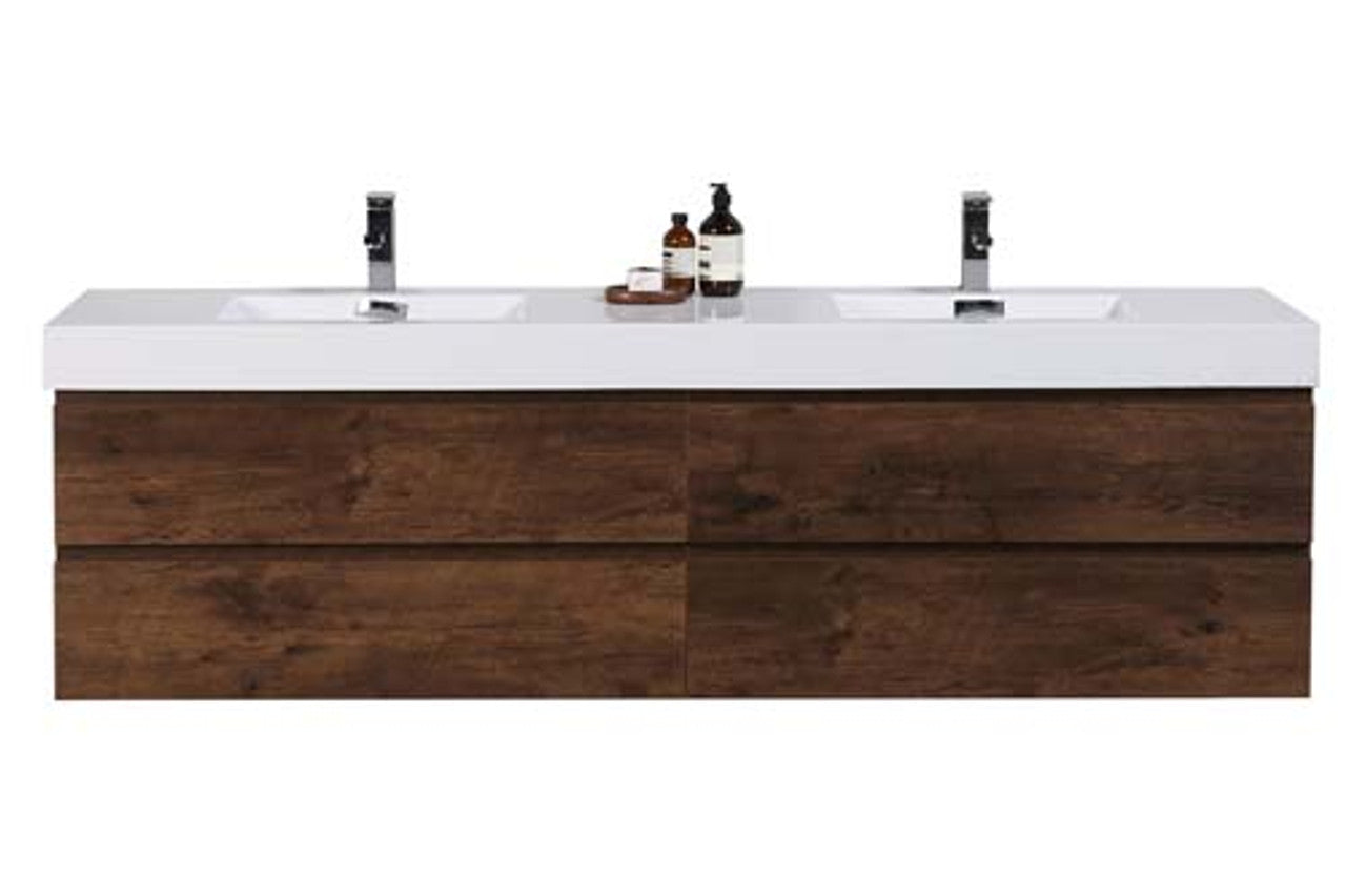Fortune 84" Wall Mounted Bathroom Vanity with Reinforced Acrylic Integrated Sink Top