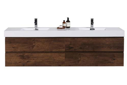 Fortune 84" Wall Mounted Bathroom Vanity with Reinforced Acrylic Integrated Sink Top
