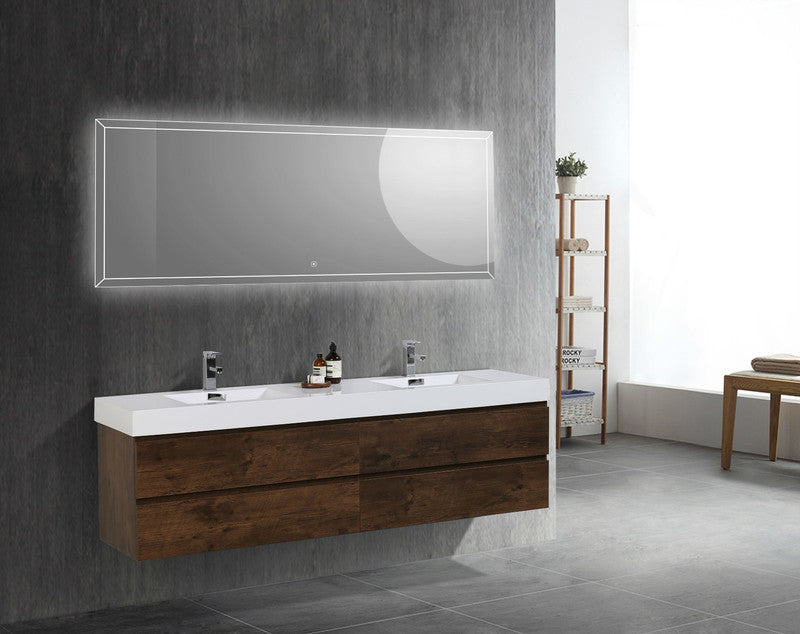 Fortune 84" Wall Mounted Bathroom Vanity with Reinforced Acrylic Integrated Sink Top