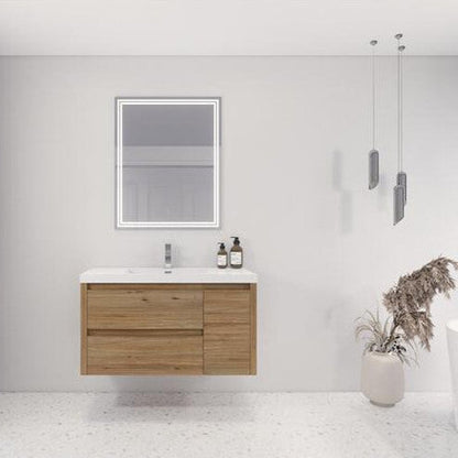 Jade 36" Wall Mounted Bathroom Vanity with Reinforced Acrylic Integrated Sink Top