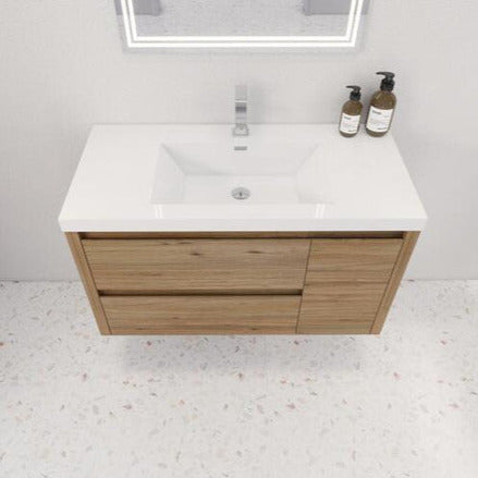 Jade 36" Wall Mounted Bathroom Vanity with Reinforced Acrylic Integrated Sink Top