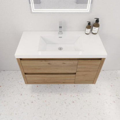 Jade 36" Wall Mounted Bathroom Vanity with Reinforced Acrylic Integrated Sink Top