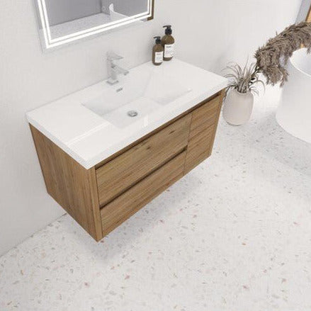Jade 36" Wall Mounted Bathroom Vanity with Reinforced Acrylic Integrated Sink Top