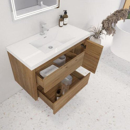 Jade 36" Wall Mounted Bathroom Vanity with Reinforced Acrylic Integrated Sink Top