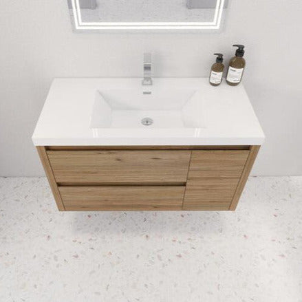 Jade 42" Wall Mounted Bathroom Vanity with Reinforced Acrylic Integrated Sink Top