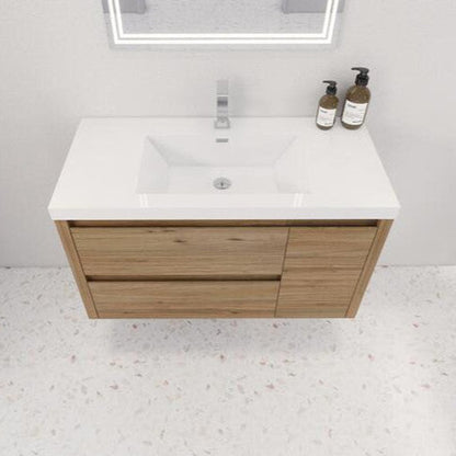 Jade 42" Wall Mounted Bathroom Vanity with Reinforced Acrylic Integrated Sink Top