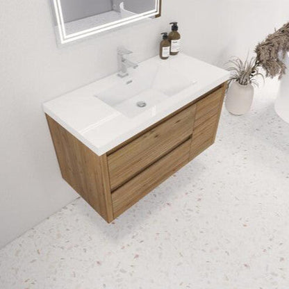 Jade 42" Wall Mounted Bathroom Vanity with Reinforced Acrylic Integrated Sink Top