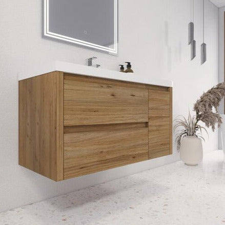 Jade 42" Wall Mounted Bathroom Vanity with Reinforced Acrylic Integrated Sink Top