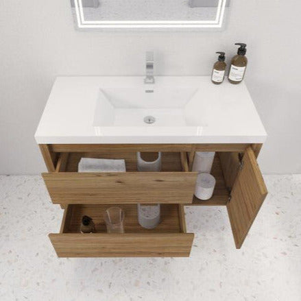 Jade 42" Wall Mounted Bathroom Vanity with Reinforced Acrylic Integrated Sink Top