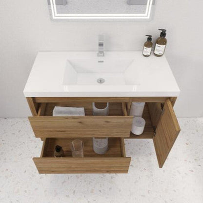 Jade 42" Wall Mounted Bathroom Vanity with Reinforced Acrylic Integrated Sink Top