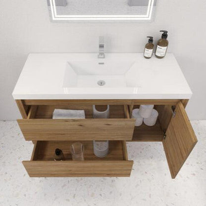 Jade 48" Wall Mounted Bathroom Vanity with Reinforced Acrylic Integrated Sink Top