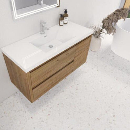 Jade 48" Wall Mounted Bathroom Vanity with Reinforced Acrylic Integrated Sink Top