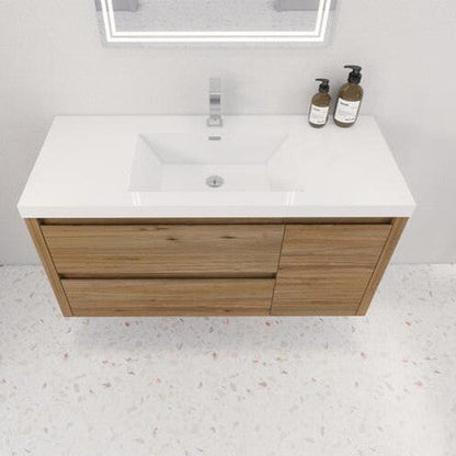 Jade 48" Wall Mounted Bathroom Vanity with Reinforced Acrylic Integrated Sink Top