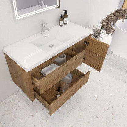 Jade 48" Wall Mounted Bathroom Vanity with Reinforced Acrylic Integrated Sink Top