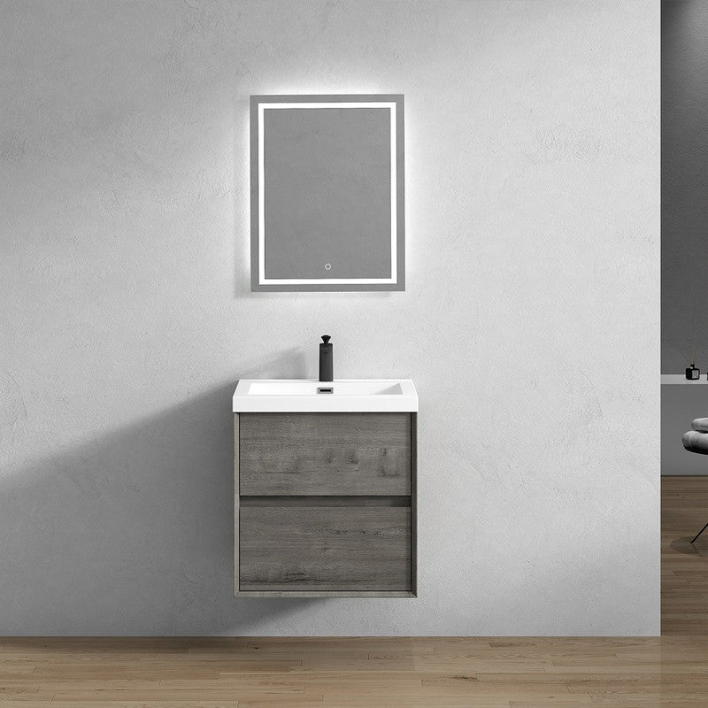 Kingdee 24" Wall Mounted Bathroom Vanity with Reinforced Acrylic Integrated Sink Top