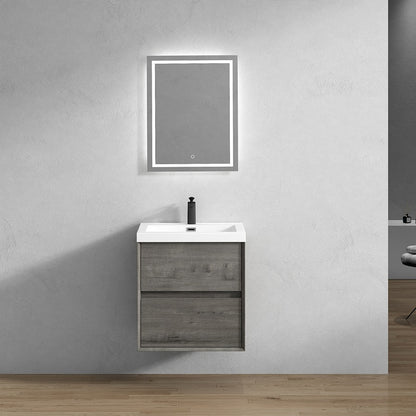 Kingdee 24" Wall Mounted Bathroom Vanity with Reinforced Acrylic Integrated Sink Top