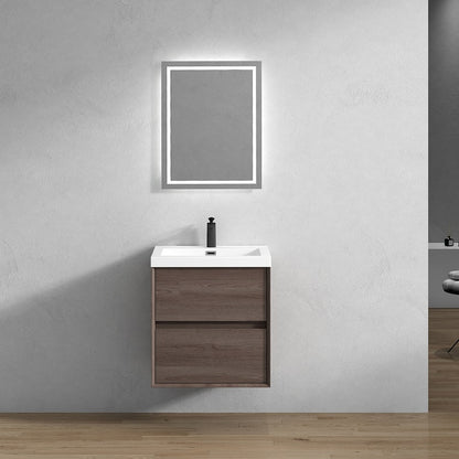 Kingdee 24" Wall Mounted Bathroom Vanity with Reinforced Acrylic Integrated Sink Top