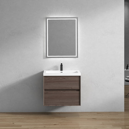 Kingdee 30" Wall Mounted Bathroom Vanity with Reinforced Acrylic Integrated Sink Top