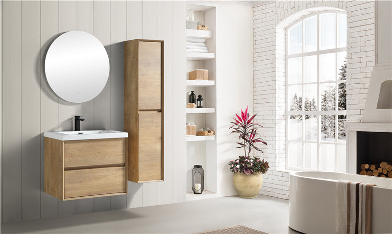 Kingdee 30" Wall Mounted Bathroom Vanity with Reinforced Acrylic Integrated Sink Top