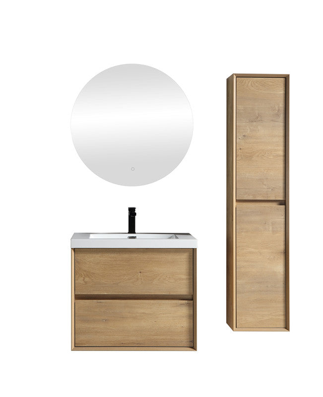 Kingdee 30" Wall Mounted Bathroom Vanity with Reinforced Acrylic Integrated Sink Top