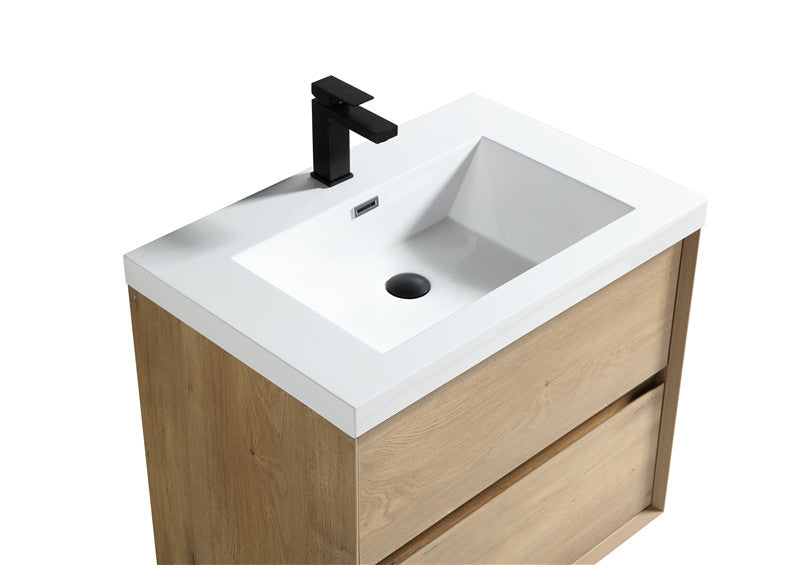 Kingdee 30" Wall Mounted Bathroom Vanity with Reinforced Acrylic Integrated Sink Top