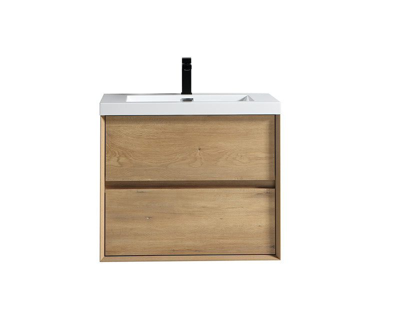 Kingdee 30" Wall Mounted Bathroom Vanity with Reinforced Acrylic Integrated Sink Top