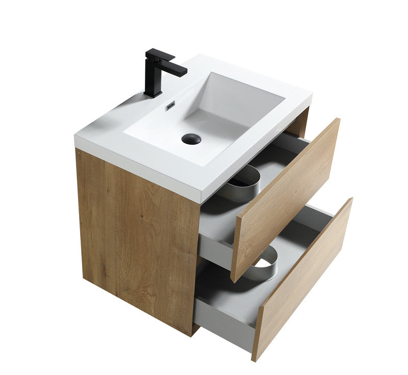Kingdee 30" Wall Mounted Bathroom Vanity with Reinforced Acrylic Integrated Sink Top