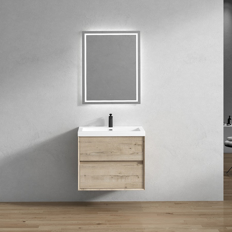 Kingdee 30" Wall Mounted Bathroom Vanity with Reinforced Acrylic Integrated Sink Top