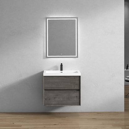 Kingdee 30" Wall Mounted Bathroom Vanity with Reinforced Acrylic Integrated Sink Top