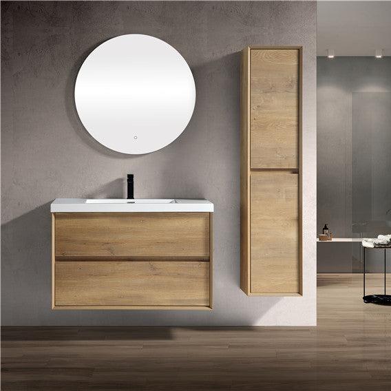 Kingdee 36" Wall Mounted Bathroom Vanity with Reinforced Acrylic Integrated Sink Top