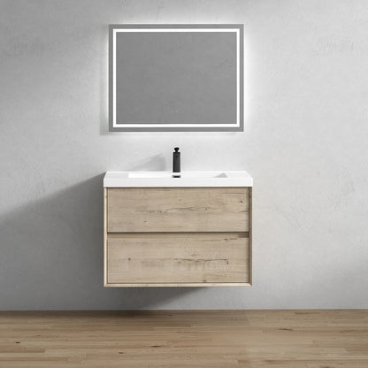 Kingdee 36" Wall Mounted Bathroom Vanity with Reinforced Acrylic Integrated Sink Top