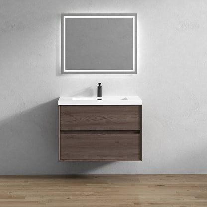 Kingdee 36" Wall Mounted Bathroom Vanity with Reinforced Acrylic Integrated Sink Top