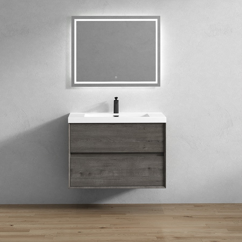 Kingdee 36" Wall Mounted Bathroom Vanity with Reinforced Acrylic Integrated Sink Top