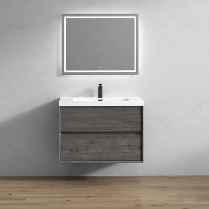Kingdee 36" Wall Mounted Bathroom Vanity with Reinforced Acrylic Integrated Sink Top