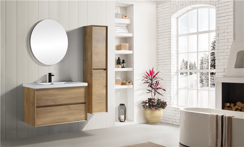 Kingdee 36" Wall Mounted Bathroom Vanity with Reinforced Acrylic Integrated Sink Top
