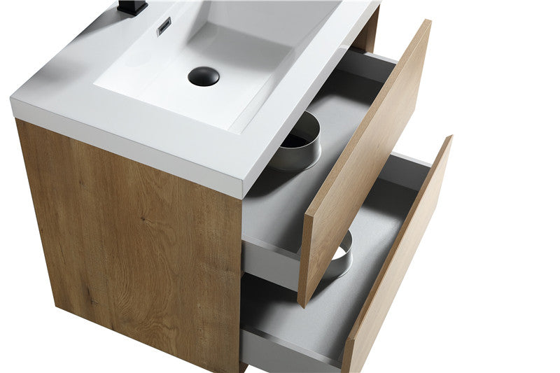 Kingdee 36" Wall Mounted Bathroom Vanity with Reinforced Acrylic Integrated Sink Top