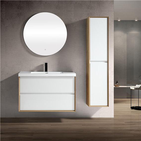 Kingdee 36" Wall Mounted Bathroom Vanity with Reinforced Acrylic Integrated Sink Top