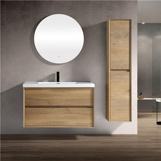 Kingdee 42" Wall Mounted Bathroom Vanity with Reinforced Acrylic Integrated Sink Top