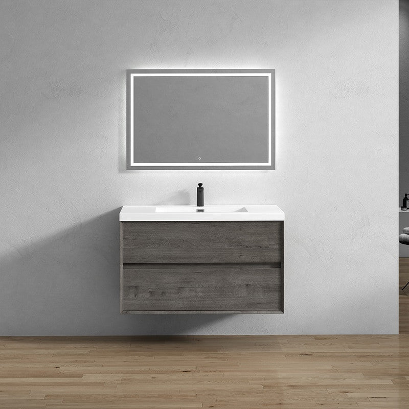 Kingdee 42" Wall Mounted Bathroom Vanity with Reinforced Acrylic Integrated Sink Top