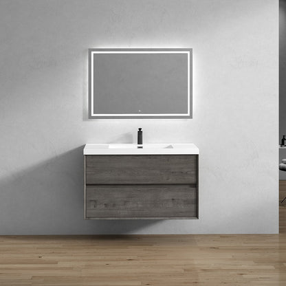 Kingdee 42" Wall Mounted Bathroom Vanity with Reinforced Acrylic Integrated Sink Top