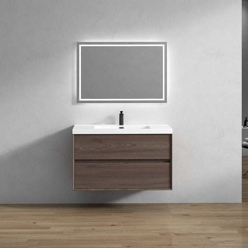Kingdee 42" Wall Mounted Bathroom Vanity with Reinforced Acrylic Integrated Sink Top