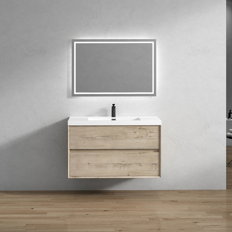 Kingdee 42" Wall Mounted Bathroom Vanity with Reinforced Acrylic Integrated Sink Top