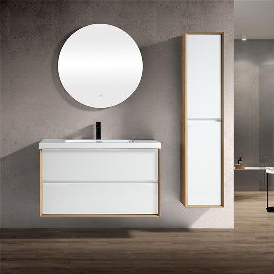 Kingdee 42" Wall Mounted Bathroom Vanity with Reinforced Acrylic Integrated Sink Top