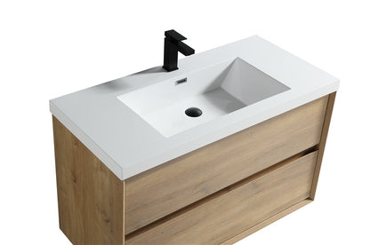 Kingdee 42" Wall Mounted Bathroom Vanity with Reinforced Acrylic Integrated Sink Top