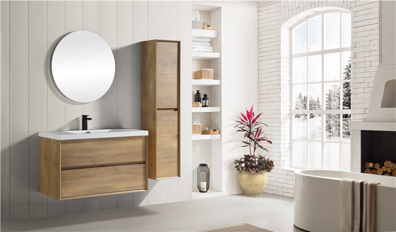 Kingdee 42" Wall Mounted Bathroom Vanity with Reinforced Acrylic Integrated Sink Top